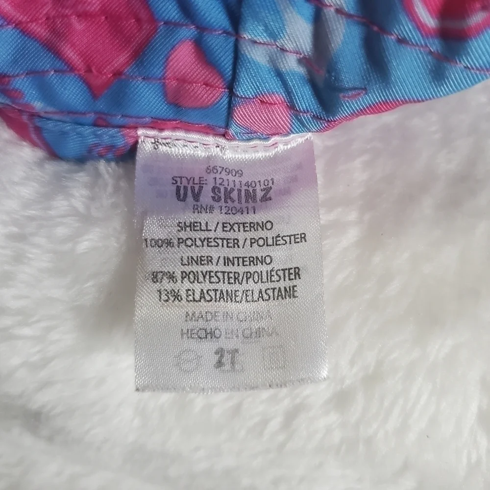 𝅺UVSKINZ Pink Blue Ahoy Sea Pattern Ruffled Reversible Sun Hat Size 2T